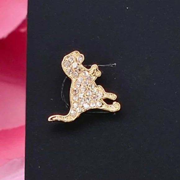 Coach Earrings Gold Tone Pave Crystal Rexi Stud Earrings Dinosaur Classic Glam - Picture 3 of 3